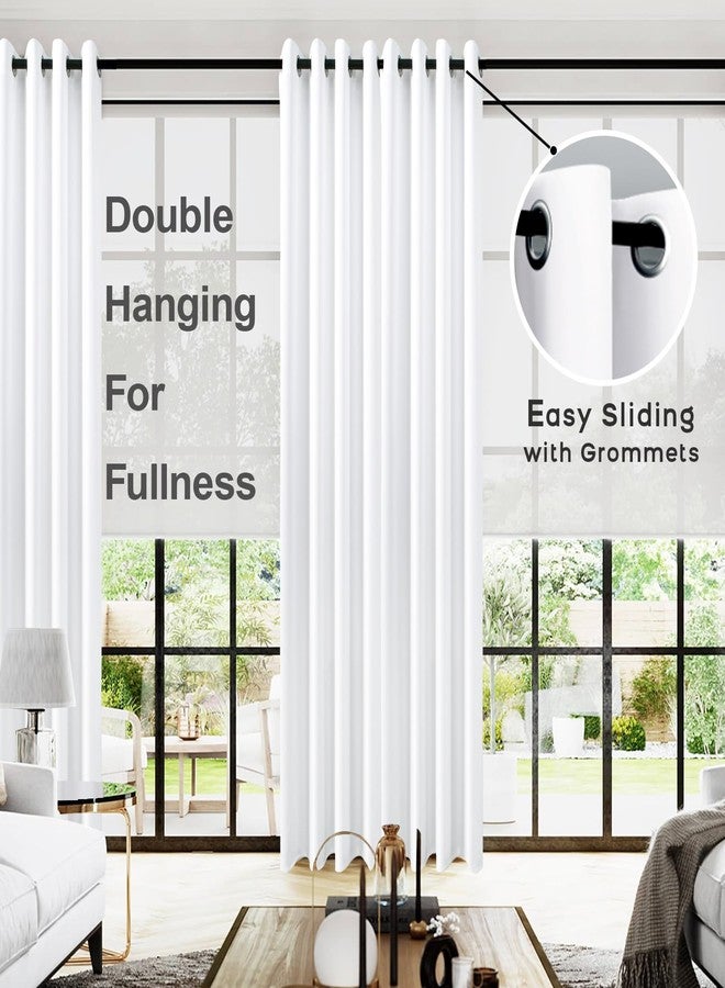 KOUFALL Extra Long Curtains 120 Inches Long, White Thermal Insulated Room Darkening 60-70% Blackout Drapes for Living Room, Wide 52 by 10 FT Inch Length, 2 Panels Set - Image 2